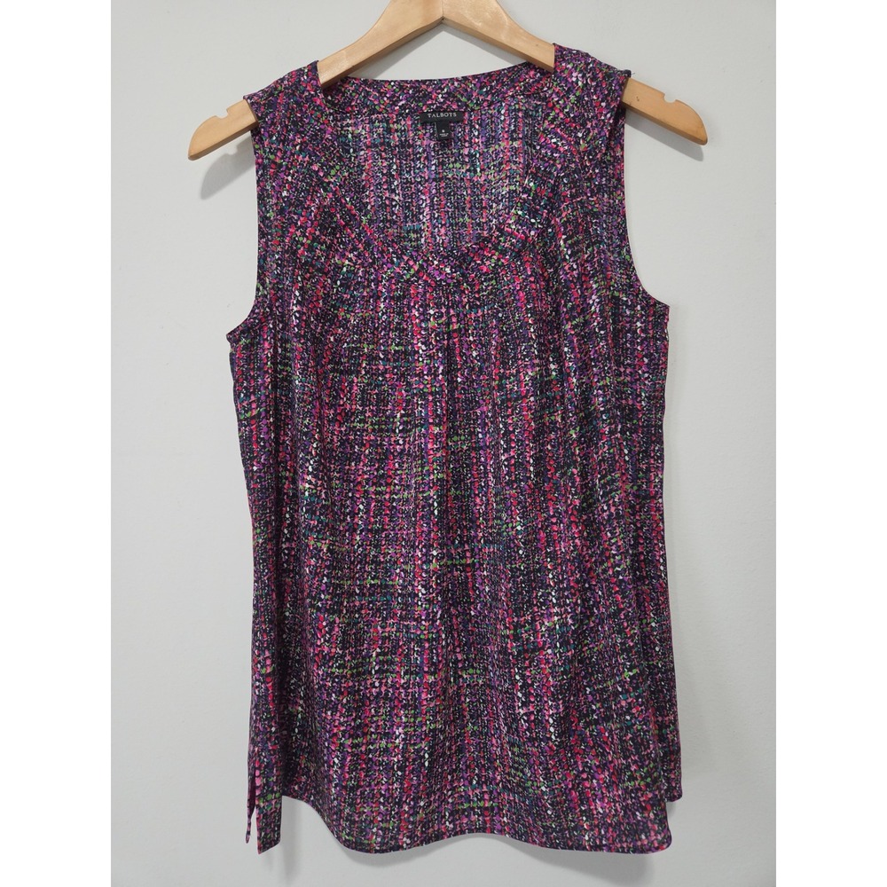 Talbots Womens‎ Pink Purple Confetti Print Sleeveless Blouse Top Size 8 CN2806